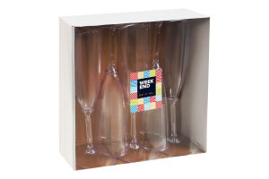 Келих для шампанського пластиковий прозорий міцний 150мл Karnaval Weekend 5шт