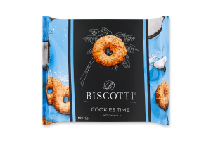 Печенье сдобное песочно-отсадное с кокосом Cookies time Biscotti м/у 160г