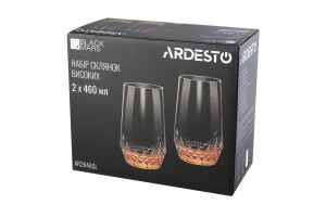 Склянка Black Mars Favola 460мл прозоро-золотиста скло висока 2шт Ardesтo