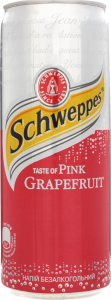 Напій безалкогольний сильногазований Pink Grapefruit Schweppes з/б 0.33л
