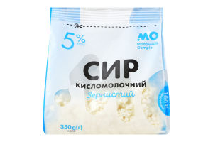Сир" Зернистий" кисломолочний ДСТУ 5% ( пакет 350 гр) МО