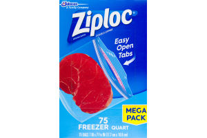 Ziploc Freezer Bags, Quart - 75 CT
