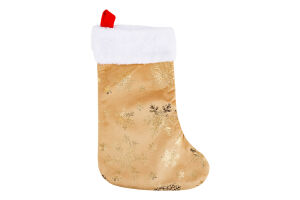 Шкарпетка новорічна золота з малюнком 16*35см