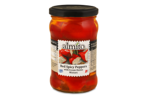 Перець червоний гострий з начинкою з вершкового сиру Almito c/б 270г