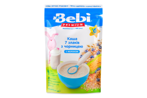 Каша молочная сухая для детей от 6мес быстрорастворимая 7 злаков с черникой Bebi Premium д/п 200г