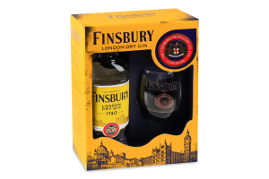 Набір Джин 0.7л 37.5% London Dry + 1 склянка Finsbury к/у