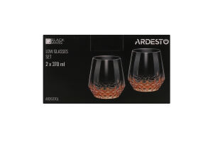Склянка Black Mars Favola 370мл прозоро-золотиста скло низька 2шт Ardesтo