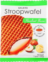 Вафля Stroopwafel з карамельною начинкою та тертим фундуком 33г Saleks