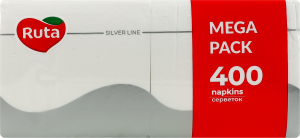 Салфетки бумажные однослойные белые 235х235мм Mega pack Silver line Ruta 400шт