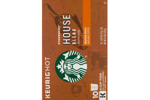 Starbucks Keurig Hot House Blend Medium Roast Ground Coffee K-Cup Pods - 10 CT