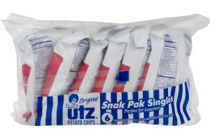 Utz Potato Chips Snak Pak Singles Original - 6 PK