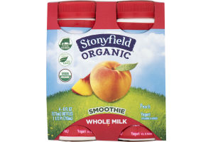 Stonyfield Organic Whole Milk Yogurt Smoothie Peach - 4 PK