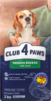 Корм д/дорослих собак середніх порід Premium з качкою сухий 2кг Club 4 Paws