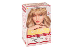 Крем-фарба Екселенс Крем 8.1 світло-русявий попелястий Лореаль