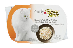 Purely Fancy Feast Cat Food Natural White Meat Chicken Entree in a Delicate Broth
