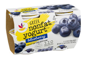 Ahold Greek Nonfat Yogurt Blueberry - 4 CT