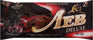 Мороженое 15% пломбир Вишня-Какао Лев Deluxe Ласунка м/у 95г