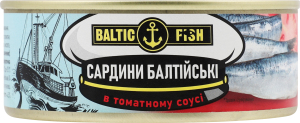 Сардини Балтійські в томатному соусі 240г ж/б з ключем Baltic Fish