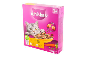 Корм сухой полнорационный для взрослых котов С курицей Whiskas к/у 800г