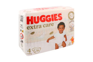Підгузки для дітей 8-16кг 4 Extra Care Huggies 33шт