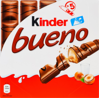 Вафли с молочно-ореховой начинкой покрытые молочным шоколадом Bueno Kinder к/у 107.5г