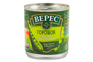 Горошек зеленый мозговых сортов консервированный стерилизованный Верес в/с ж/б 200г