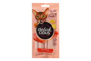Корм додатковий для котів Курка з додаванням ананасу Кремові ласощі Delickcious м/у 4х15г