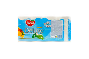 Папір туалетний 3-х шаровий 160 листів Mango Pure white Deluxe Golden line Ruta 8шт