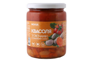Фасоль с овощами в томатном соусе Novus с/б 500г