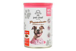 Корм д/дорослих собак Premium М'ясний мікс шматочки в желе 415г ж/б Pet Chef