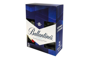 Набір подарунковий Віскі 700мл 40% шотландське купажоване Finest + 2 склянки Ballantine's к/у