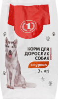 Корм сухой полнорационный для взрослых собак с курицей ТМ "1" м/у 3кг
