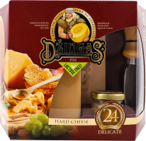 Набір Сир 40% 24місяці визрівання 350г+Мед 40г+Ніж д/сиру+Підставка 350гДжюгас