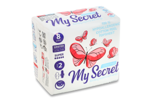 Прокладки гигиенические ультратонкие с крылышками Night Super Sensitive My Secret 8шт