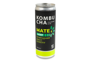 Напій бродіння фільтрований непастеризований з цукром Mate Light Kombucha Vit-Fit з/б 0.33л