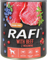 Корм д/собак з яловичиною 800г ж/б Рафі