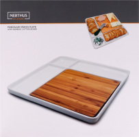 Набір д/закусок Nerthus тарілка порцел +дошка бамб