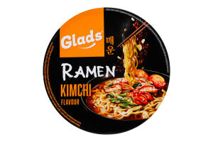 Лапша быстрого приготовления с соусом со вкусом Кимчи с сахаром и подсластителем Рамен Glads ст 105г