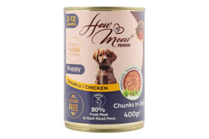 Корм д/цуценят з куркою 400г ж/б How Meow