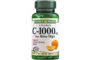 Nature's Bounty Vitamin C-1000mg Plus Rose Hips Coated Caplets - 100 CT
