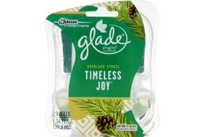 Glade Plugins Scented Oil Woodland Spruce Timeless Joy Refills - 2 CT