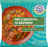 Рис заморожений з лососем та овочами Vodnyj svit м/у 400г