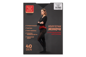 Колготи з утягувальними шортиками чорні 40ден р.4 Day by Day