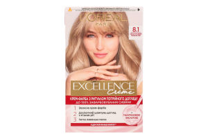 Крем-фарба Екселенс Крем 8.1 світло-русявий попелястий Лореаль