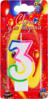 Шарте свічка декоративна Цифра 3 (1шт)