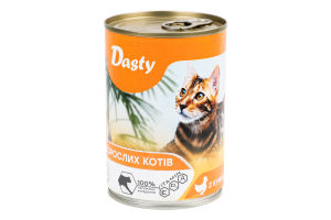 Корм д/котів з смаком птиці 415г ж/б Дасті