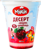 Десерт 9% молокосодержащий сметанный с наполнителем Вишня-шоколад Мілкін ст 280г