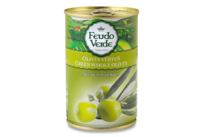 Оливки зеленые с косточкой консервированные пастеризованные Feudo Verde ж/б 300г