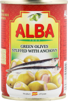 Оливки фаршировані анчоусом 300мл ж/б з ключем Alba Food
