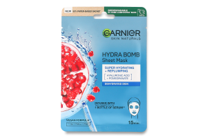 Маска тканевая для обезвоженной кожи лица Hydra bomb Skin Naturals Garnier 28г